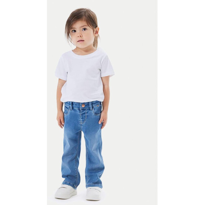 Pantaloni fete, Name It, 304718281, Lyocell/Poliester reciclat, Albastru, Albastru