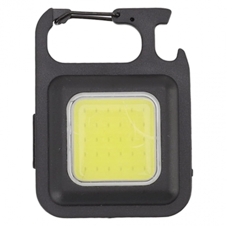 USB акумулаторен ключодържател фенерче, LED, отварачка за бутилки, PVC+ метал, 6x4.5 cm