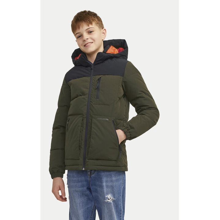 Geaca baieti, Jack & Jones, 304388644, Poliester reciclat, Verde, Verde, 140 CM
