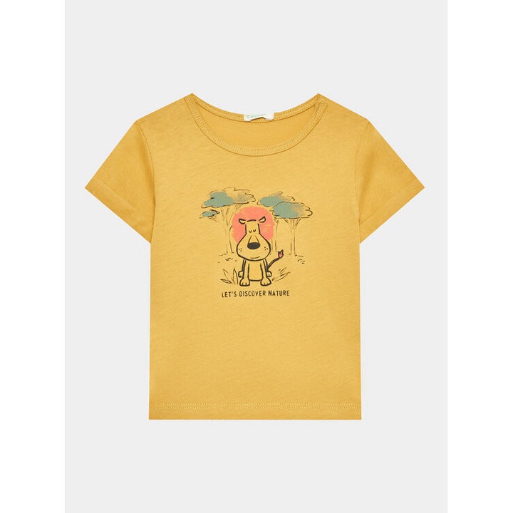 Lányka póló, United Colors Of Benetton, 302101955, Pamut, Sárga, Sárga