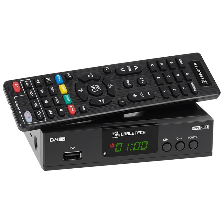 Digitális földi TV tuner DVB-T2/DVB-T H.265 HEVC LAN USB Full HD kábeltechnológiai vevő távirányítóval