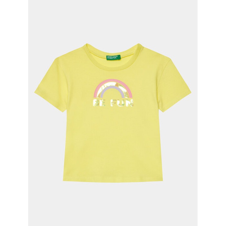 Lányka póló, United Colors Of Benetton, 303816186, Pamut, Sárga, Sárga