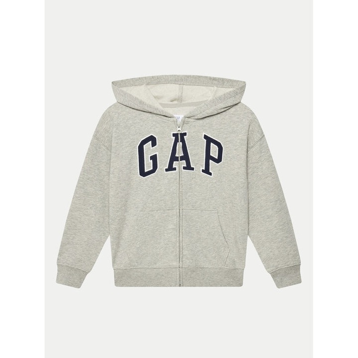 Bluza baieti, Gap, 305289643, Bumbac/Poliester reciclat, 134 CM, Gri