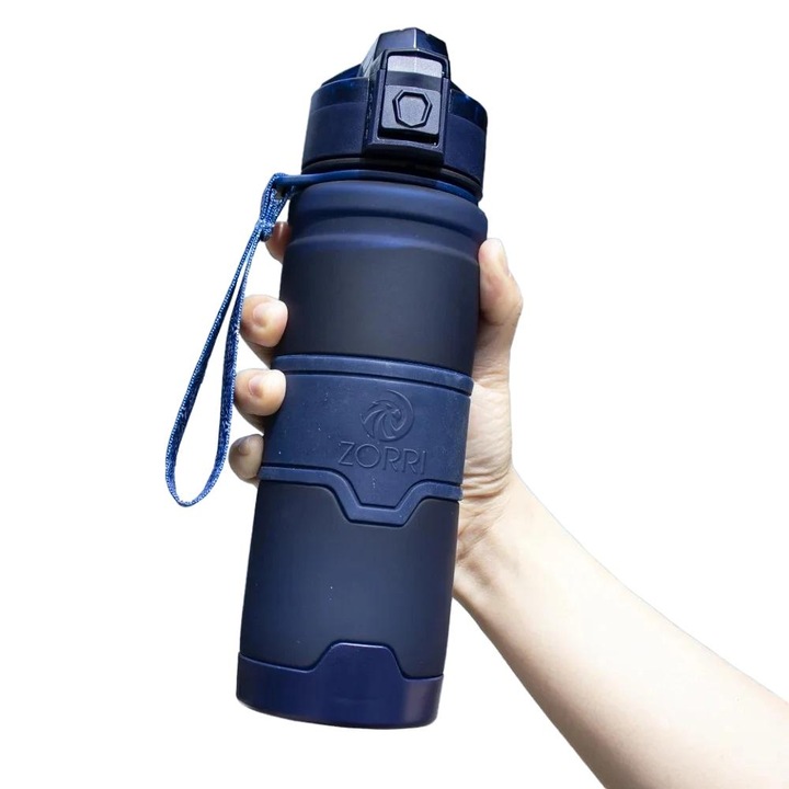 Пластмасова бутилка за вода без BPA, 700 мл, тъмно синя, за спорт, преносима, непропусклива