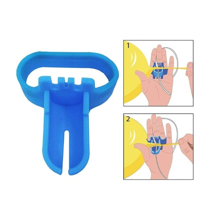 Пластмасов ръчен уред за връзване на балон Flippy, 6,5 x 5,5 см, син