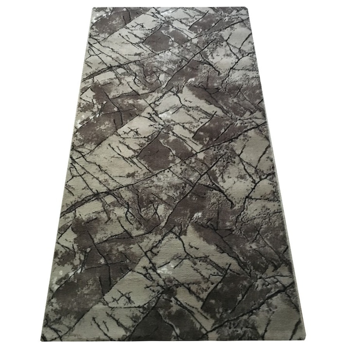 Covor Antiderapant Elma, Maro cu Negru, Poliester, 80 x 150 cm