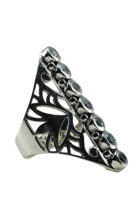 Inel din argint 925, TSR cu piatra blue topaz marime 18, 3 mm model 1PJS10