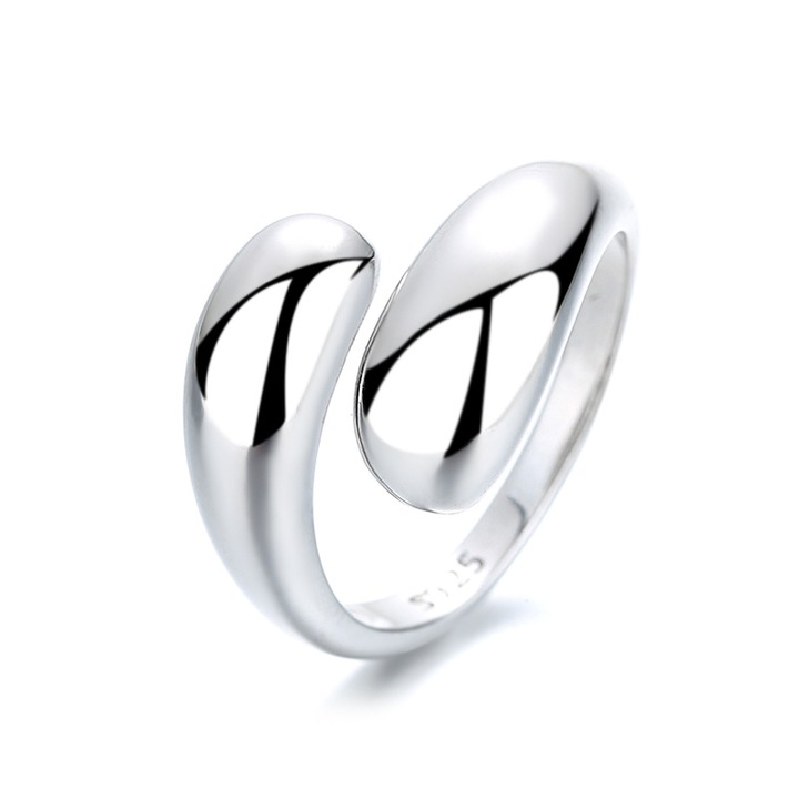 Inel din Argint 925 Hug Me Argintiu cu Model Geometric Minimalist, Design Elegant si Versatil, Masura Ajustabila, Cutie Bijuterii Inclusa, A184