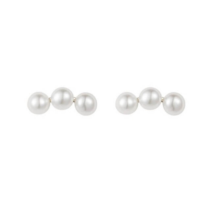 Cercei din Argint 925 Trio Pearl cu Trei Perle Naturale de 4 mm, Design Delicat si Rotund, Accesoriu Finit si Elegant, Cutie Bijuterii Inclusa, A230