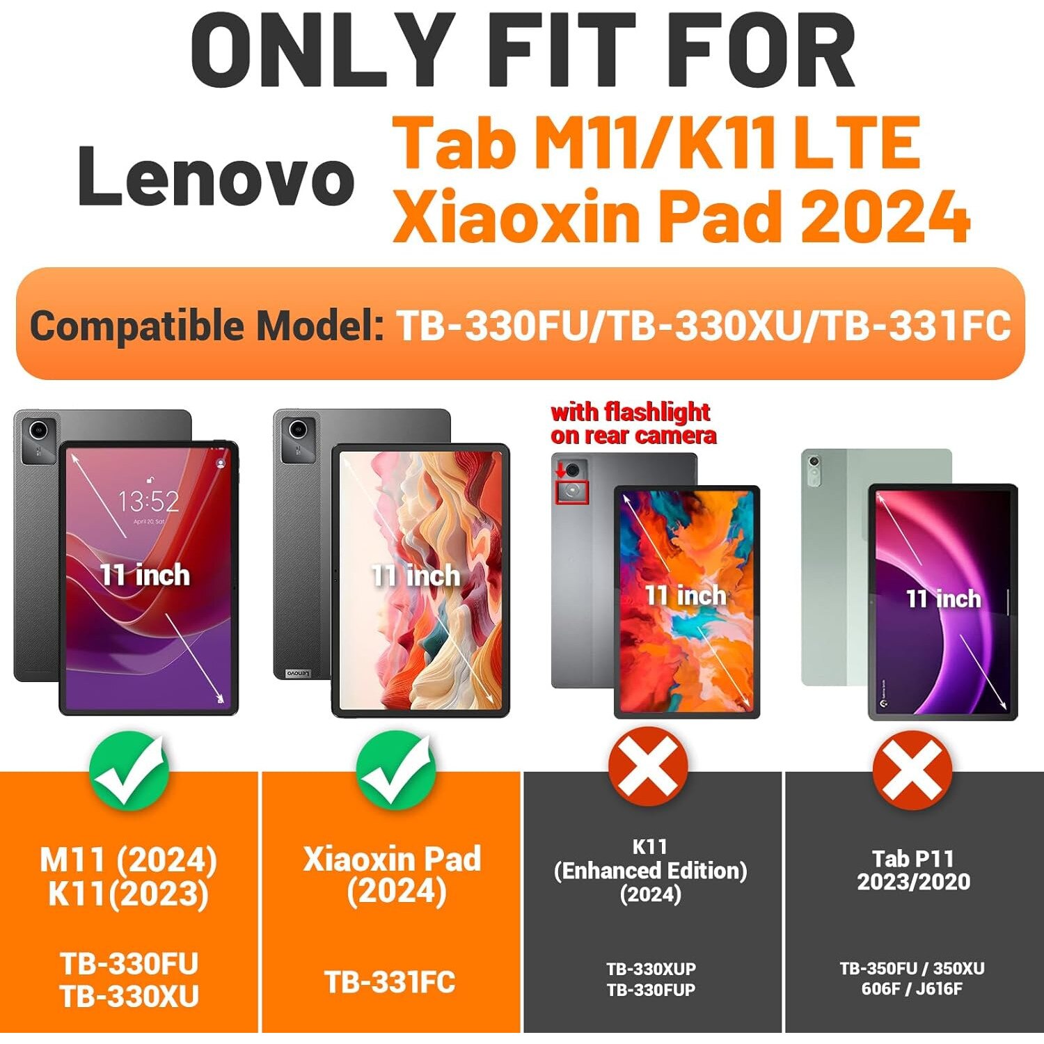 Husa tableta Omelivon pentru Lenovo Tab M11/Xiaoxin Pad, auto sleep/wake, negru, 11inch
