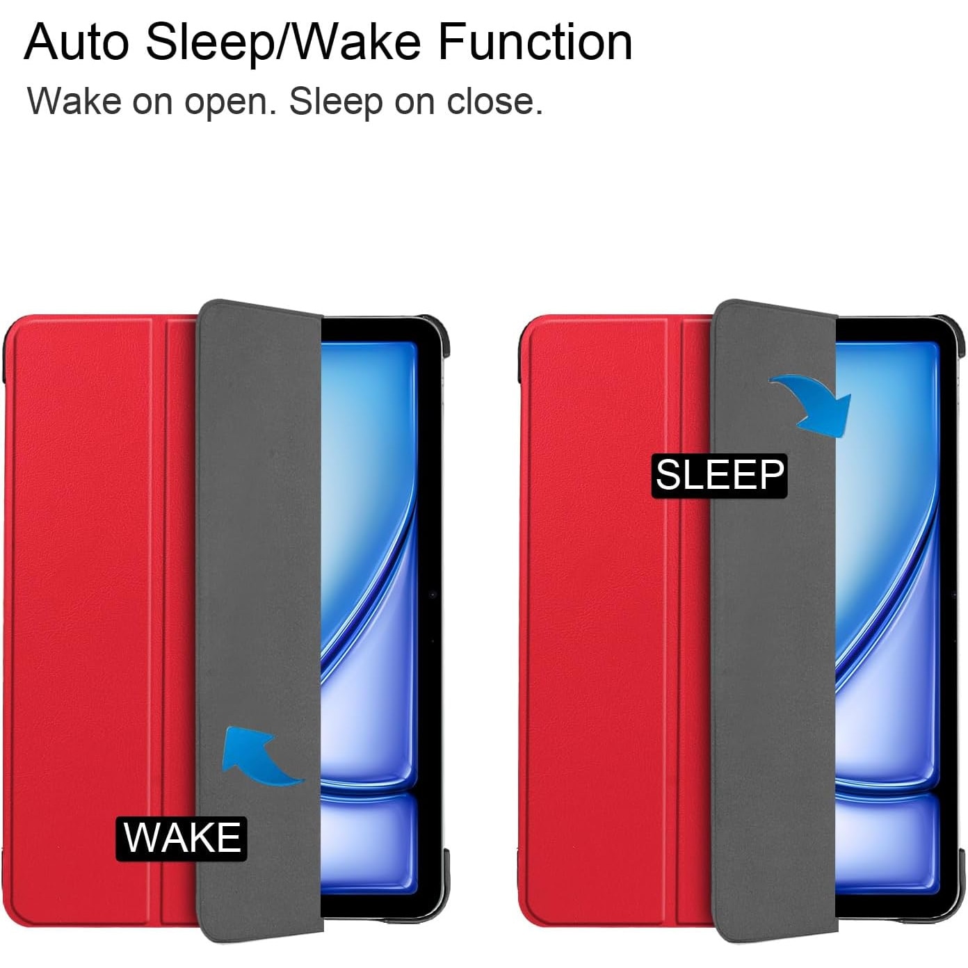 Husa tableta pentru, iPad Air 11" M3/M2 (2025/2024), iPad Air 10.9" 5th/4th (2022/2020), auto functie sleep/wake tip stand, rosu