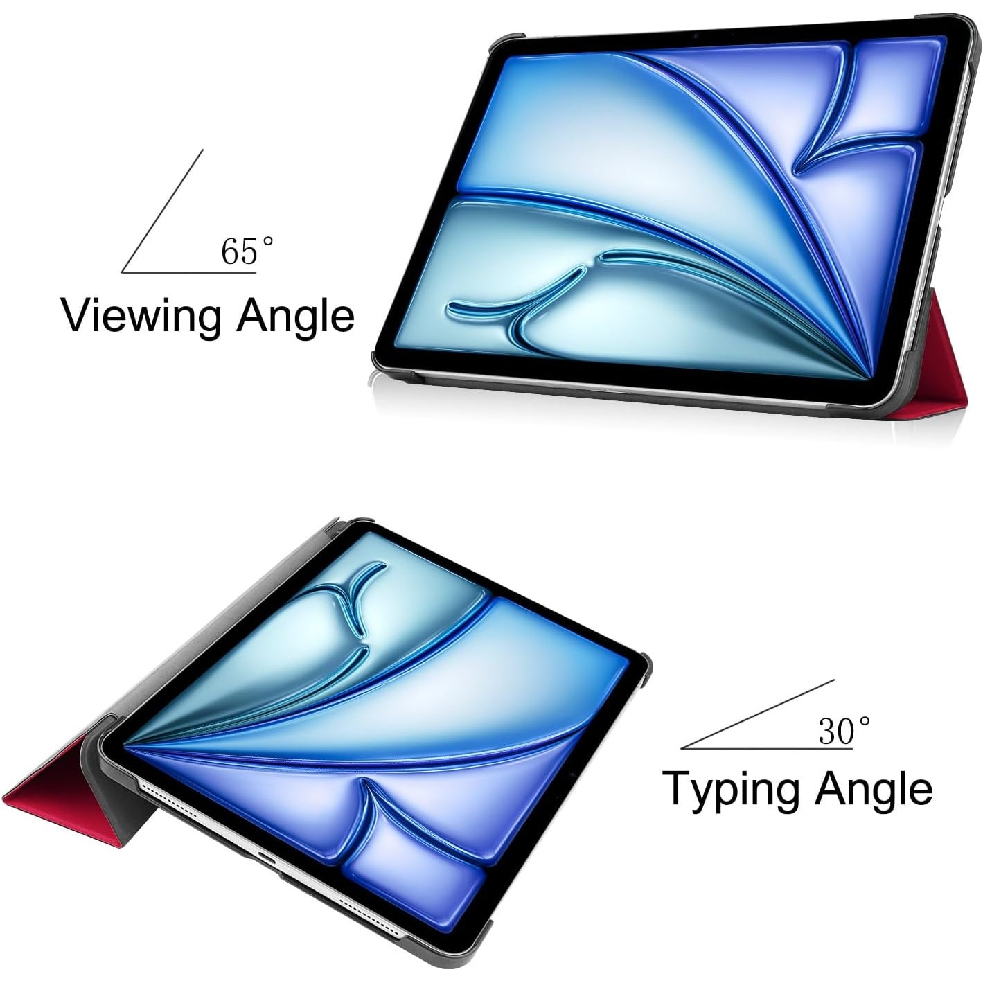 Husa tableta pentru, iPad Air 11" M3/M2 (2025/2024), iPad Air 10.9" 5th/4th (2022/2020), auto functie sleep/wake tip stand, rosu