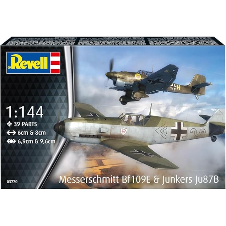 Összeszerelt modell, Revell, Messerschmitt (Bf109E) és Junker (Ju87B) Stuka repülőgépek