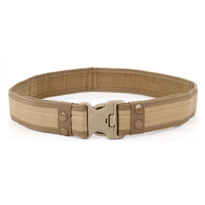 Katonai Harci Taktikai Öv, Állítható, 3 Ponton Rögzíthető, Tépőzáras Állítás, Homokbézs, 130 cm, Biztonsági Őr, Őrség, Airsoft, Motor, Vadászat, Hadsereg