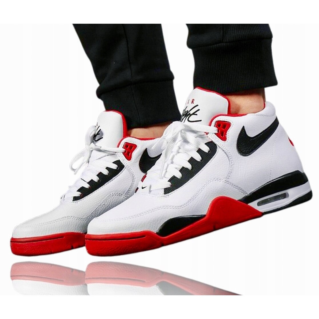 Pantofi Sport, Nike, Air Jordan Flight Legacy, Alb/Negru, Piele