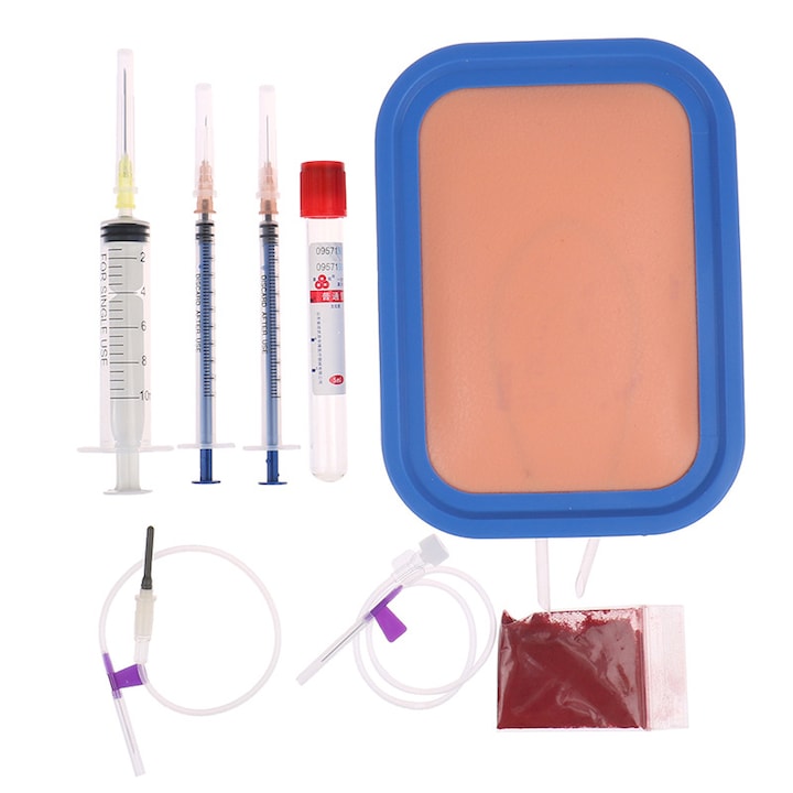 Kit de antrenament pentru punctie venoasa prin injectie，pentru studentii la asistenta medicala, Simulare de maiestrie, Reutilizabile, Usor de utilizat, Portabil, pentru profesionale la medicina, Silicon, Multicolor