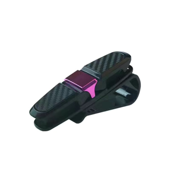 Щипка за очила за автомобилен чадър, въртене на 180°, модел от въглеродни влакна, двупосочна щипка за очила, 2 в 1, червена