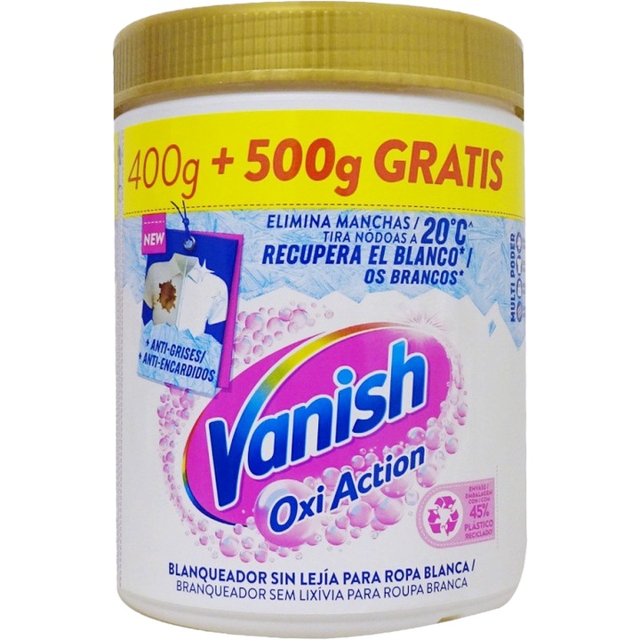 Pudra pentru indepartarea petelor pentru haine albe Vanish Oxi Action, 900 gr