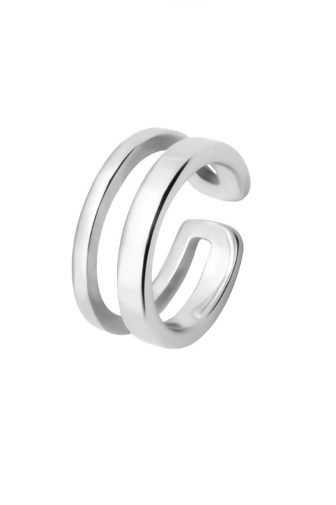 Cercel din argint 925 Double Measure tip ear cuff argintiu, diametru 1 cm