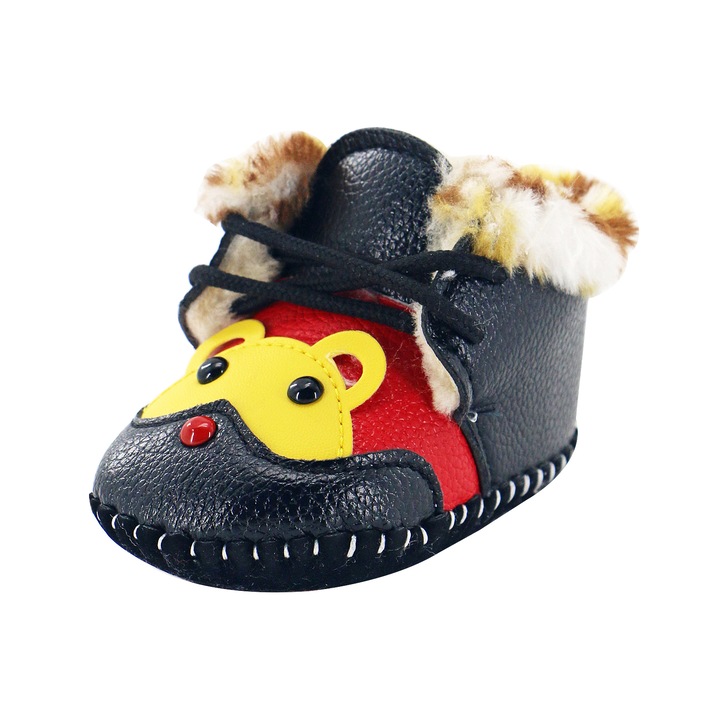 Szőrös csizma A26fekete+piros 48490, Fekete