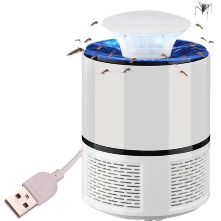 Lampa led, 360° anti tantari, utilizare exterioara si interioara, port usb, alb, 18 cm