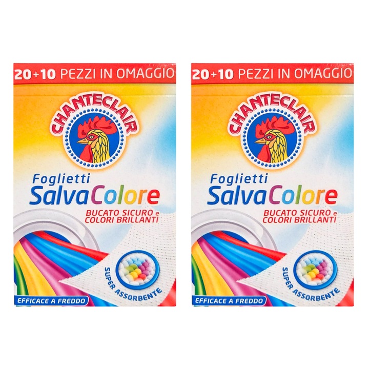Set 60 Servetele Captatoare de Culoare pentru spalat rufe, ChanteClair Salva Colore Super Absorbante