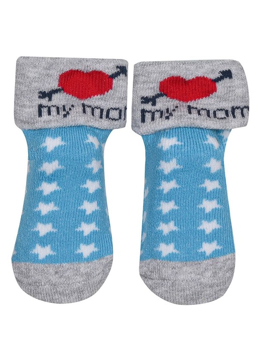 Бебешки чорапи Blue Stars Grey Heart "My Mom" 0-6 месеца - 1 чифт