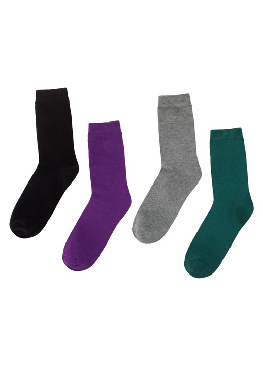 Sosete Monocolore Verzi Mov Gri Negre pentru Femei - 4 perechi
