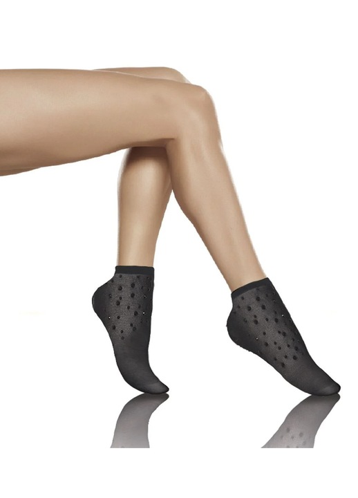 Sosete Negre cu Strass 15DEN pentru Femei - 1 pereche