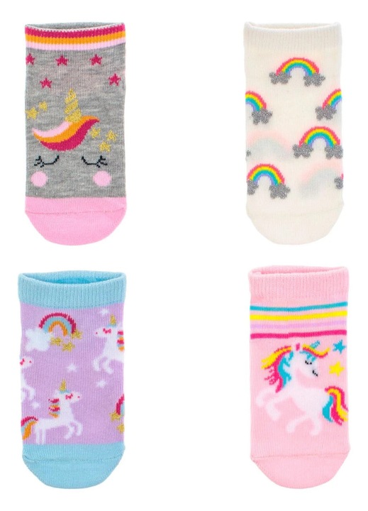 Детски къси чорапи с модел еднорог - 4 чифта