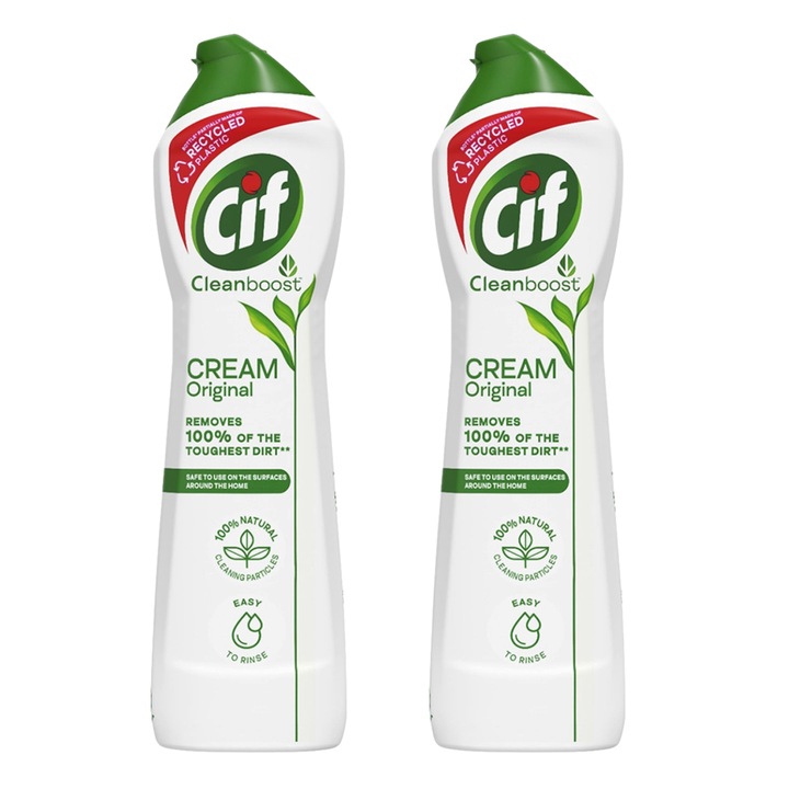 2x Cif crema multisuprafete CleanBoost Original, 300 ml
