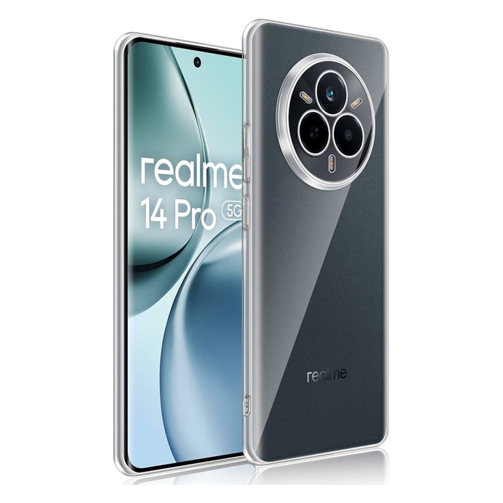 High Clear TPU калъф, съвместим с Realme 14 Pro, ОПТИМАЛНО РЕШЕНИЕ, диамантен дизайн, олекотен TPU калъф за броня, абсорбция на удари, уникална дълготрайна технология против пожълтяване, прозрачен