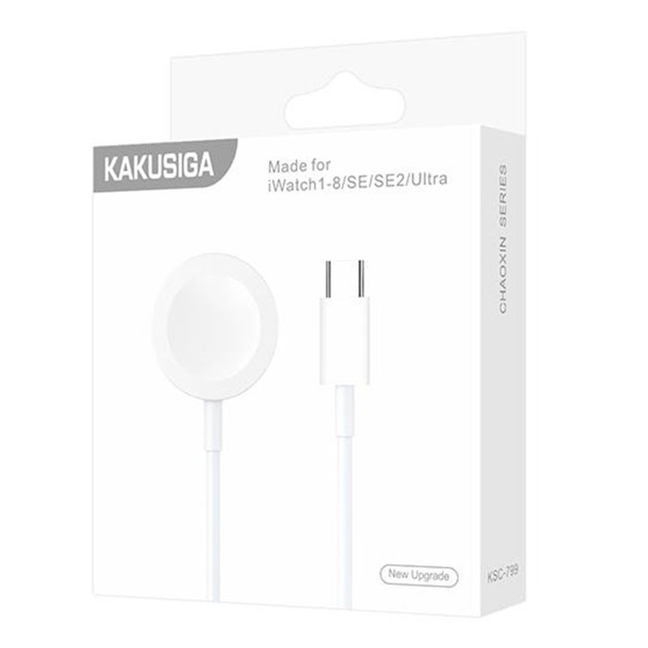 Incarcator Wireless Kaku (KSC-799), iWatch, 1.75W, 5V, Qi Charging, conector USB-C, White