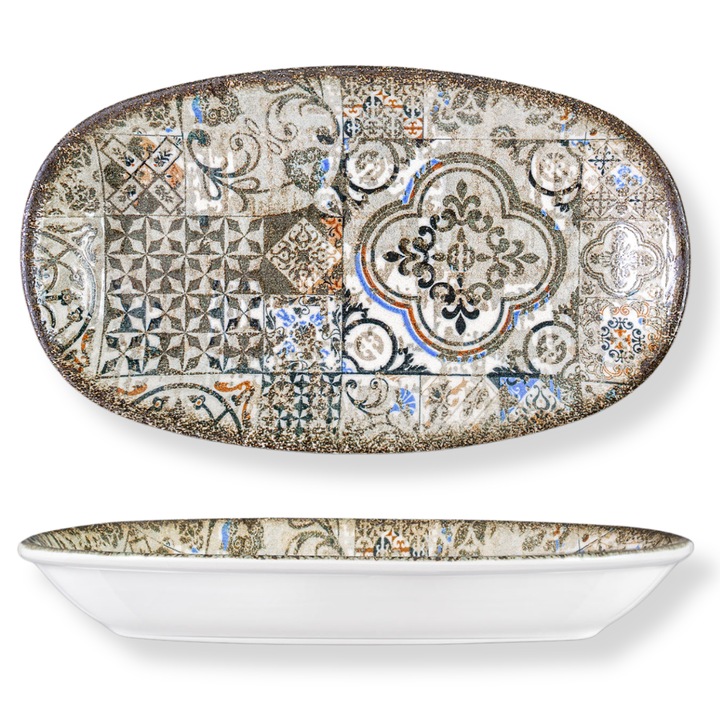 Дълбока чиния WILMAX ENGLAND, Овална, Порцеланова, 20x11см, Винтидж керамика, Декоративна, Многоцветна