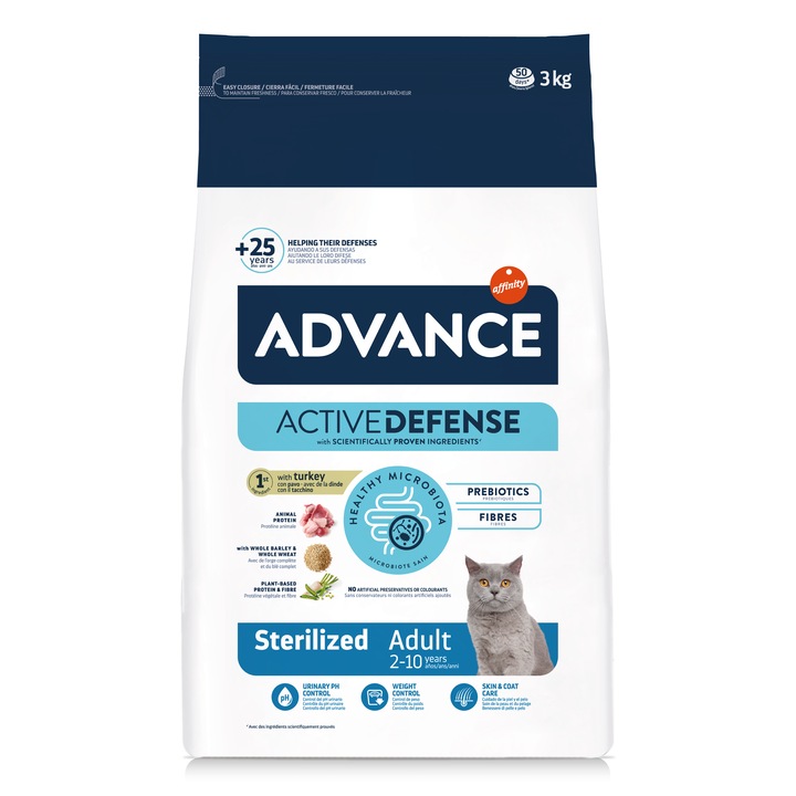 Hrana uscata pentru pisici Advance Sterilized, Curcan, 3 Kg