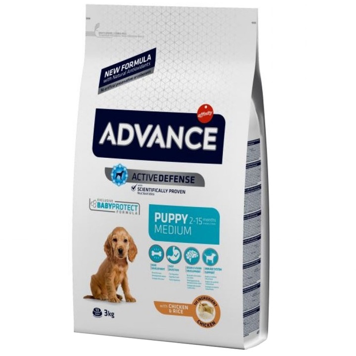 Hrana uscata pentru caini, Advance Dog Medium Puppy Protect, 3 Kg