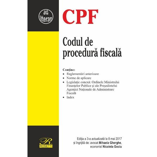 Codul de procedura fiscala act. 8 mai 2017