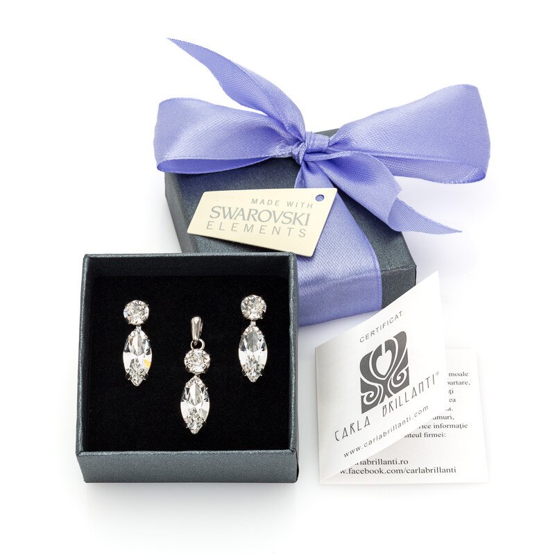 Set Caroline , pandantiv si cercei cu cristale Swarovski