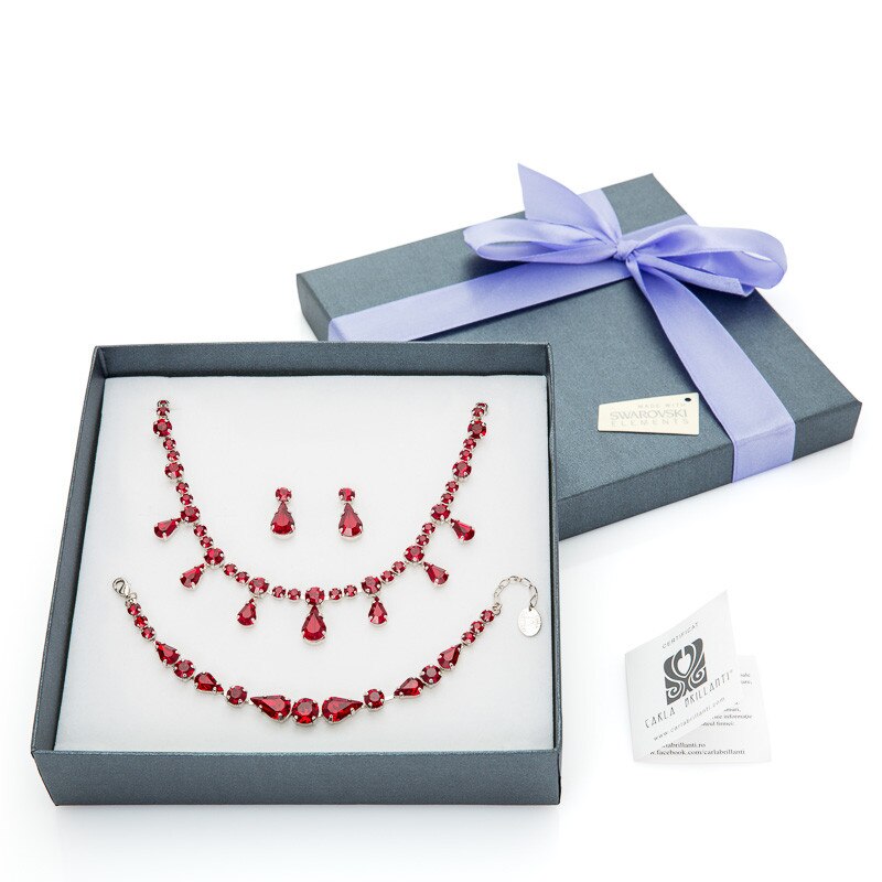 Set Romantic , colier, bratara si cercei cu cristale Swarovski Siam