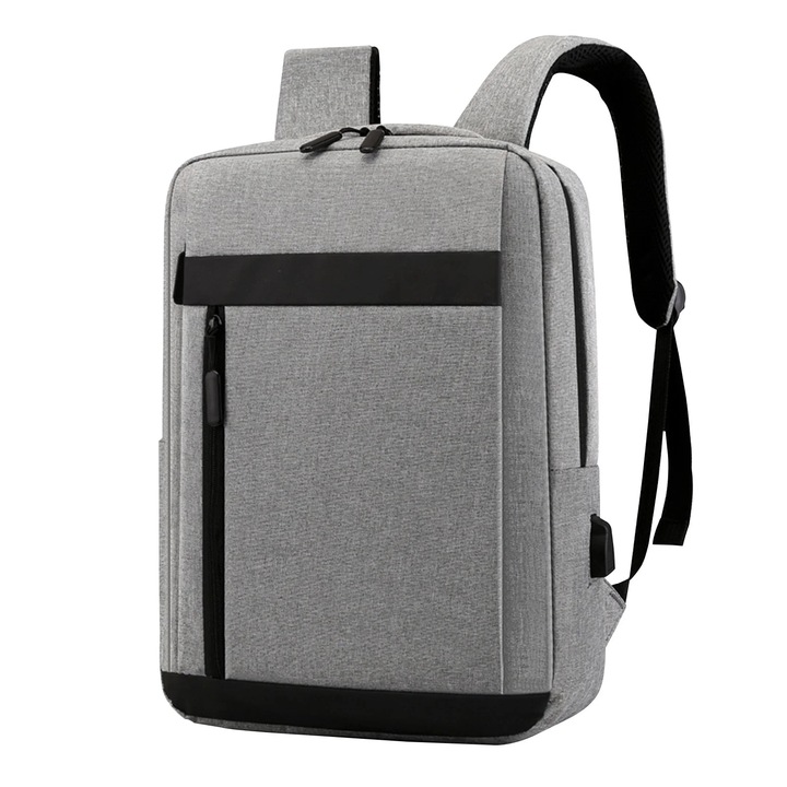 Rucsac business cu port USB, gri, 40x30x11cm