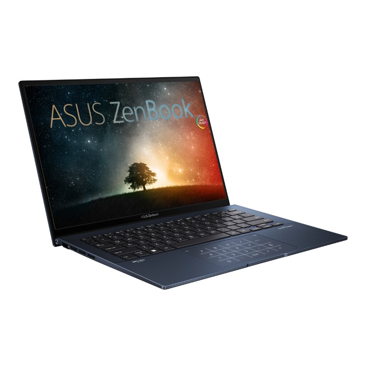 Asus ZenBook 14 Laptop, Intel Core i5 13500H, 16GB DDR5 Memória, 256GB SSD, 14" 2.8K, 90Hz kijelző, Magyar billentyűzet, Kék, Vírusírtó, Böngésző, Windows 11 Pro