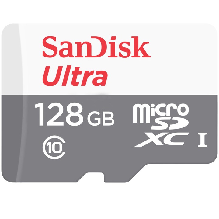 Карта памет SanDisk Ultra MicroSDXC, 128GB, UHS-I, Клас 10, 80MB/s + Адаптер