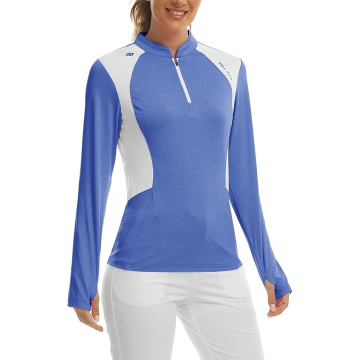 Tricou sport cu maneca lunga dama, respirabil, MoFiz, albastru