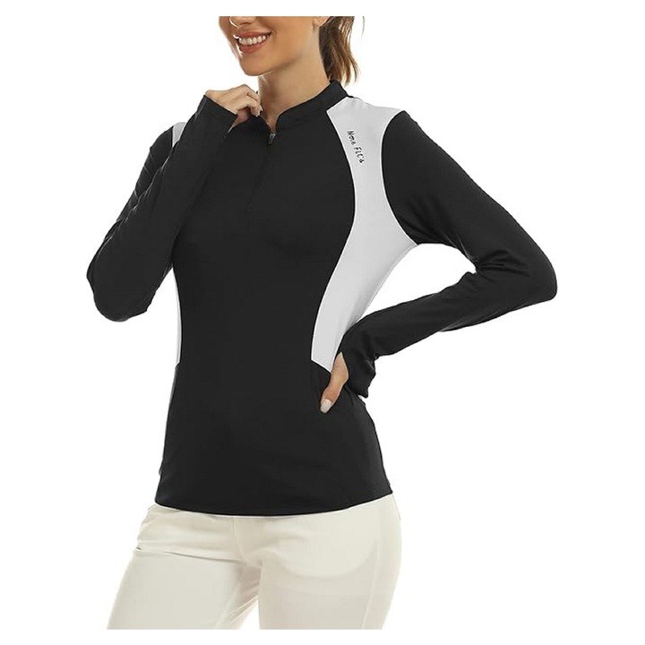 Tricou sport cu maneca lunga dama, respirabil, MoFiz, negru