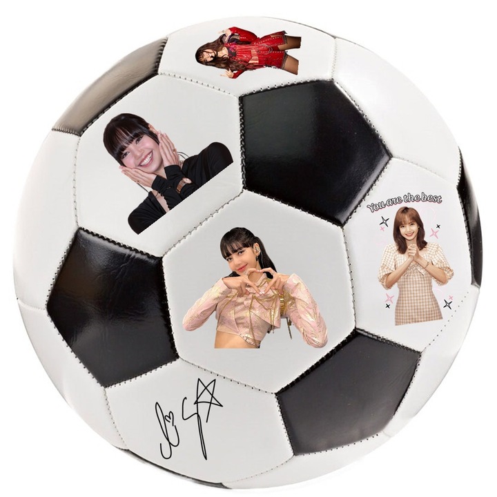 Minge personalizata blackpink lisa blinks kpop fotbal, 260 grame, alb/negru