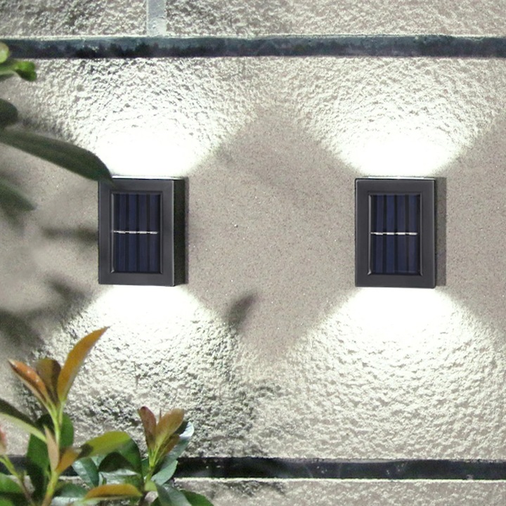 Lampa solara de perete YANYXR set 2 bucati alb 7.5x10x3cm