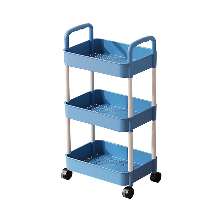 Carucior de depozitare cu 3 etaje, organizator din plastic, multicolor, 38x26.5x75cm, set