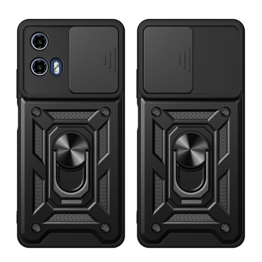 Husa pentru Motorola Moto G05 / Moto E15, Defender Slide, Protectie Camere, Suport Inel, Prindere Magnetica, Negru