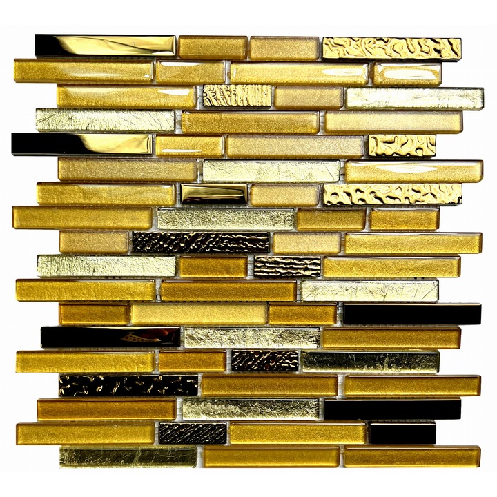 Mozaic sticlă, Englass, Aliseda Dubai, auriu metalic, 30x30cm