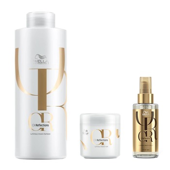 Set ingrijire par Wella Professionals Oil Reflections: Sampon, 1000 ml + Masca de par, 150 ml + Ulei de par, 100 ml Set ingrijire par Wella Professionals Oil Reflections: Sampon, 1000 ml + Masca de par, 150 ml + Ulei de par, 100 ml